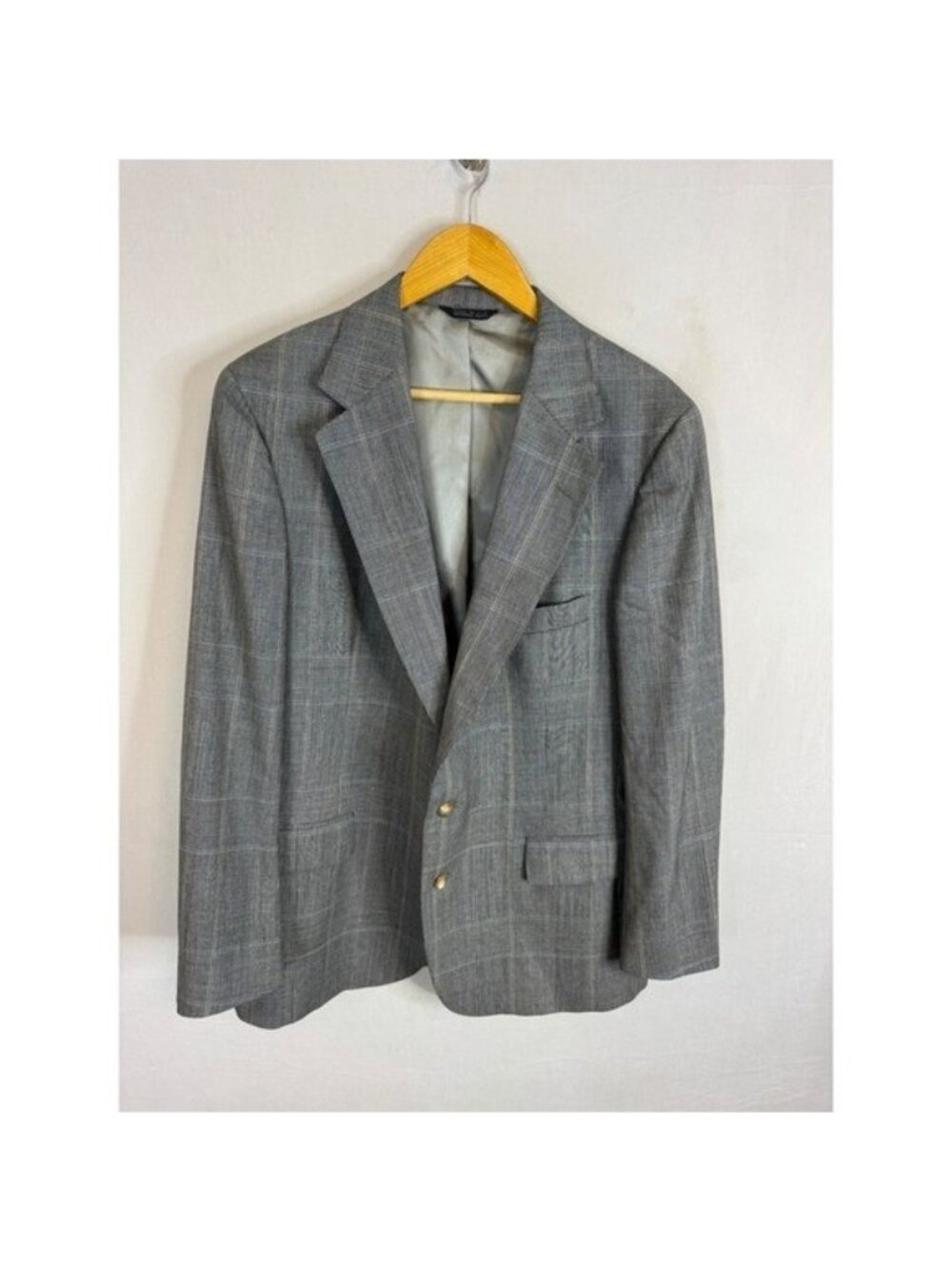 Polo University Club Ralph Lauren Grey Glen Plaid Virgin Wool Blazer Men 42R USA